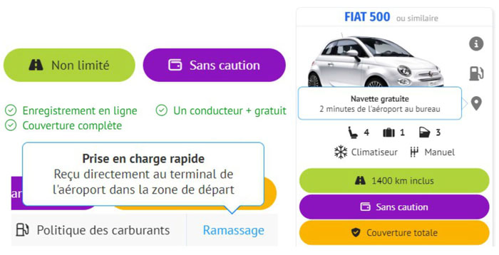 Quels sont les autres éléments à prendre en compte lors de la réservation d'une voiture en ligne ?