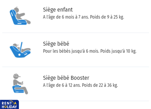 Location de voiture à Barcelone - exigences en matière de sièges pour enfants