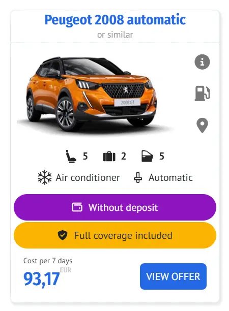 Car hire without deposit at Alicante Airport