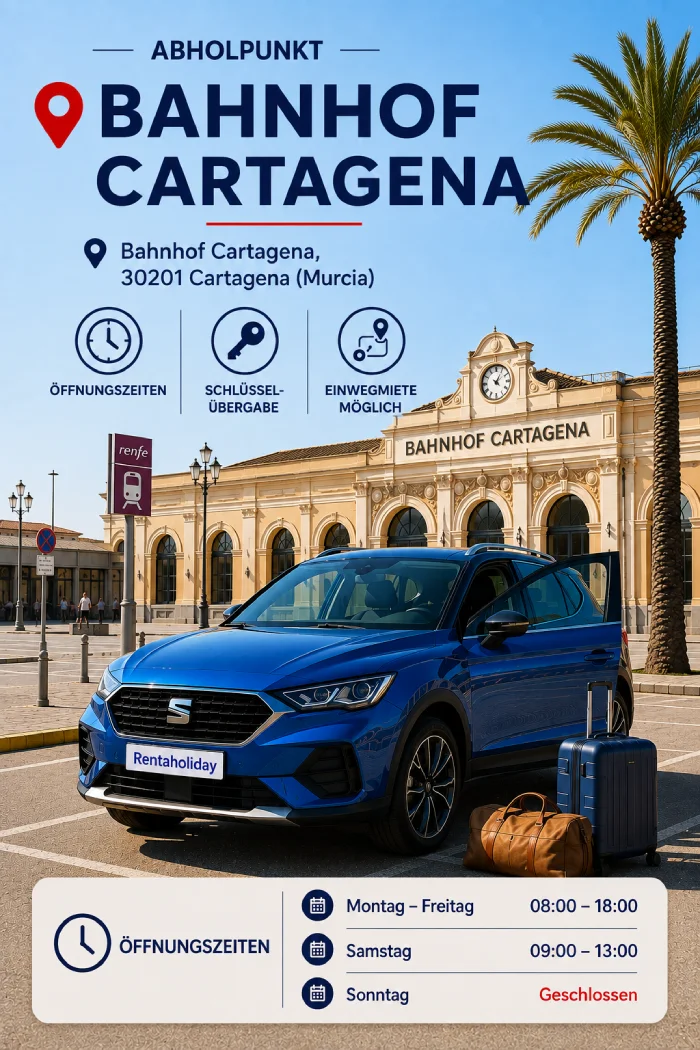 Abholung des Mietwagens am Bahnhof Cartagena