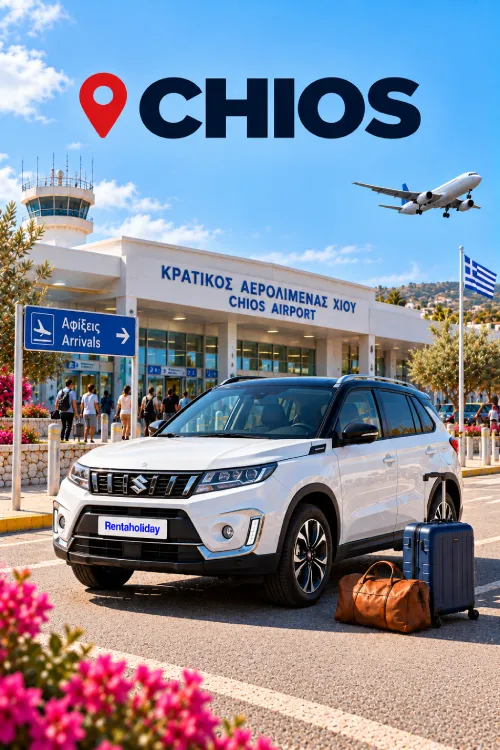 Recogida del coche en el aeropuerto de Chios