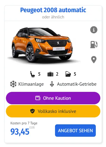 Mietwagen ohne Kaution am Flughafen Alicante