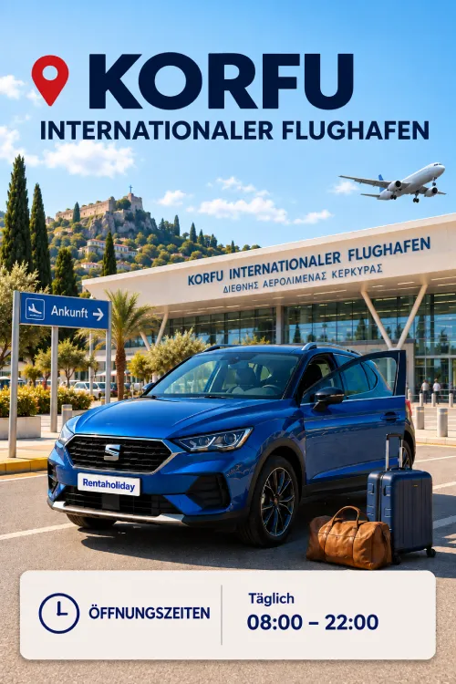 Mietwagen-Abholung am Flughafen Korfu