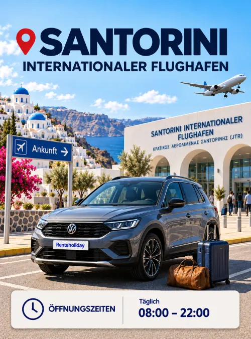 Mietwagen-Abholung am Flughafen Santorini