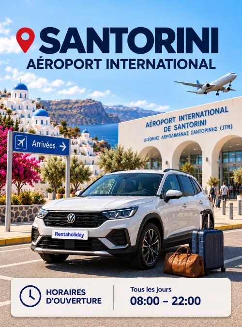 Prise en charge de la voiture à l’aéroport de Santorin